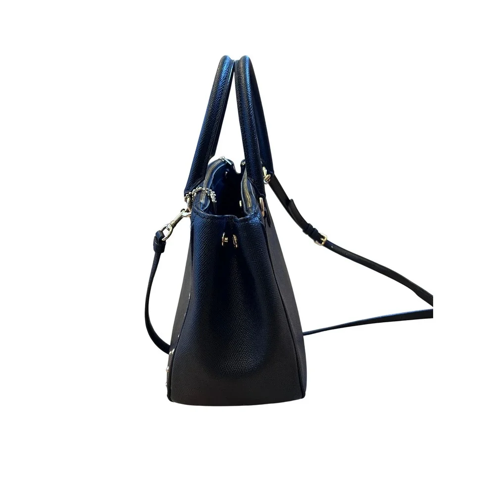 Coach‎ Black Crossgrain Leather Studded Carryall Satchel Bag